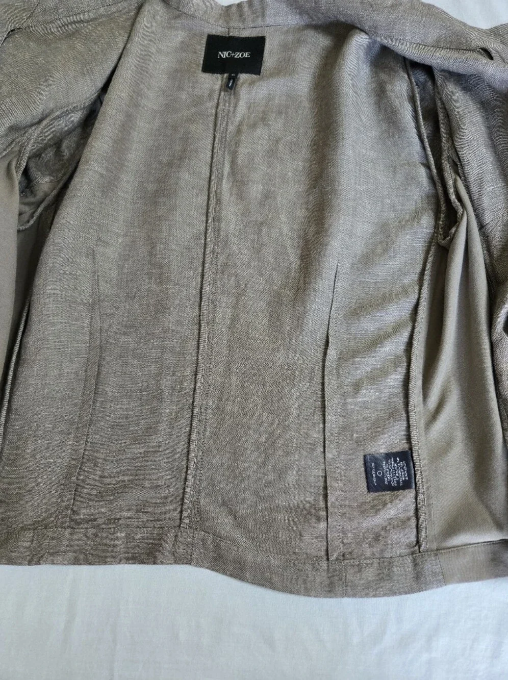 NIC+ZOE Taupe Linen-Blend Sundown Moto Jacket
